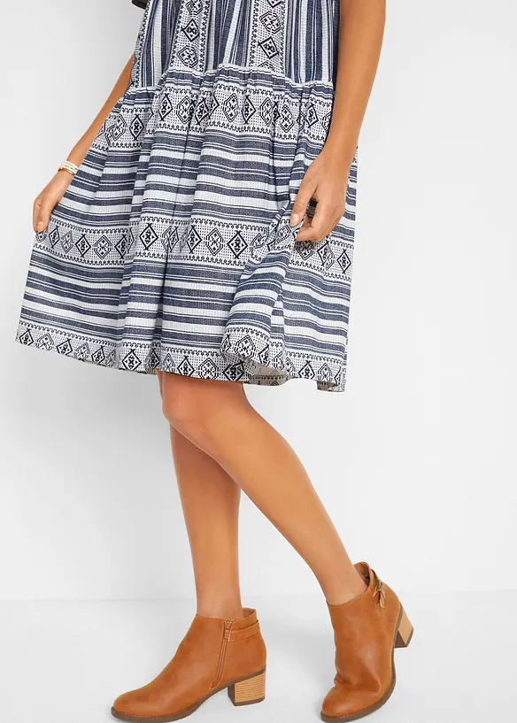Gedessineerde shirtjurk, korte mouw, bonprix