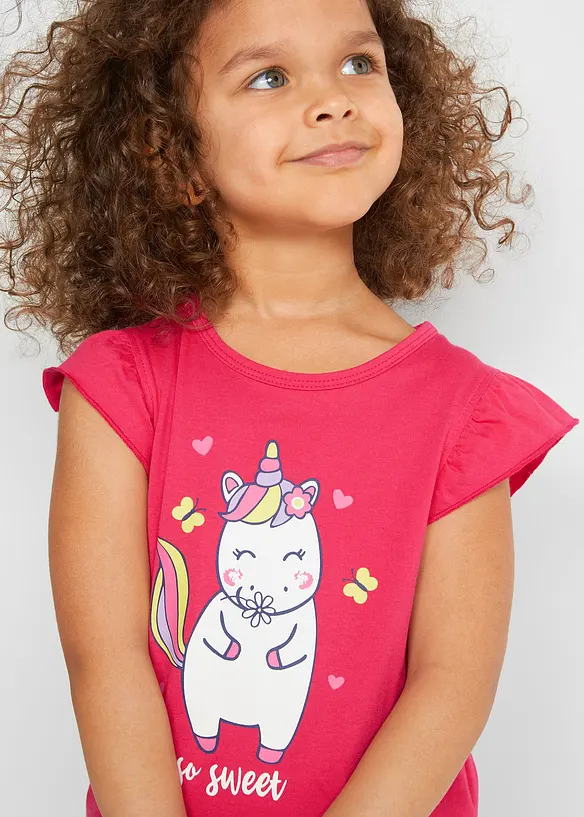 Meisjes T-shirt (set van 2) van biologisch katoen, bonprix
