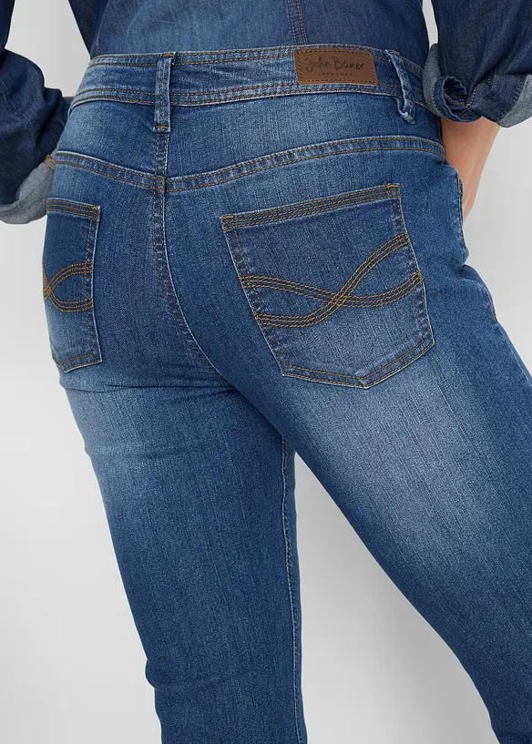 Slim fit jeans met mid waist, cropped, bonprix