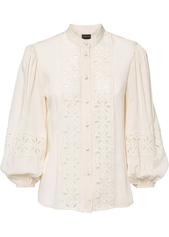 Blouse met kant van een soepele viscosemix, bonprix