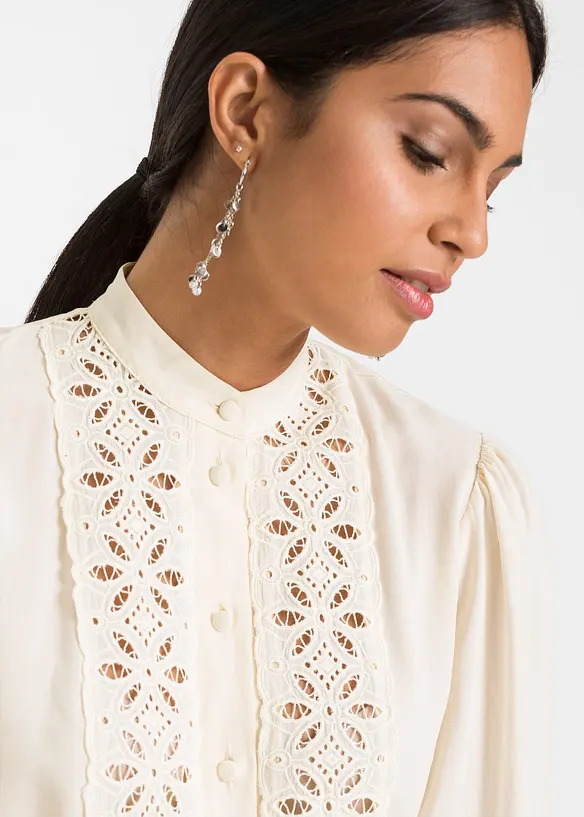 Blouse met kant van een soepele viscosemix, bonprix