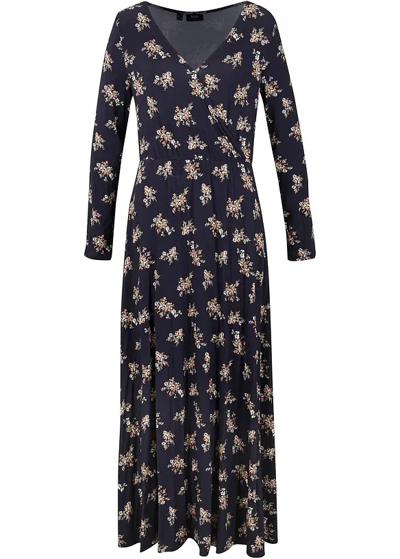 Gedessineerde maxi jurk van viscose, lange mouw, bpc bonprix collection
