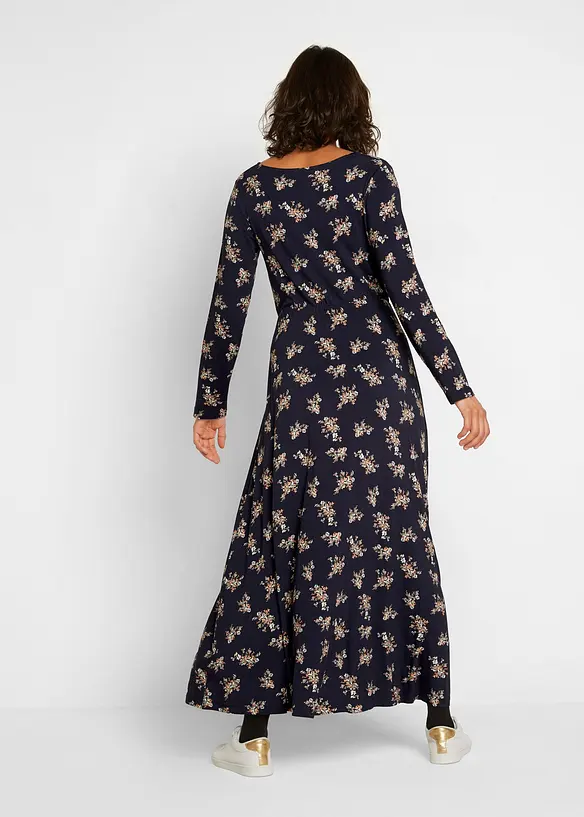 Gedessineerde maxi jurk van viscose, lange mouw, bpc bonprix collection