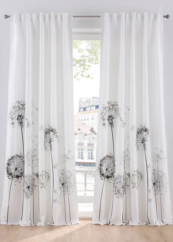 Microvezel gordijn met bloemenprint (1 stuk), bonprix