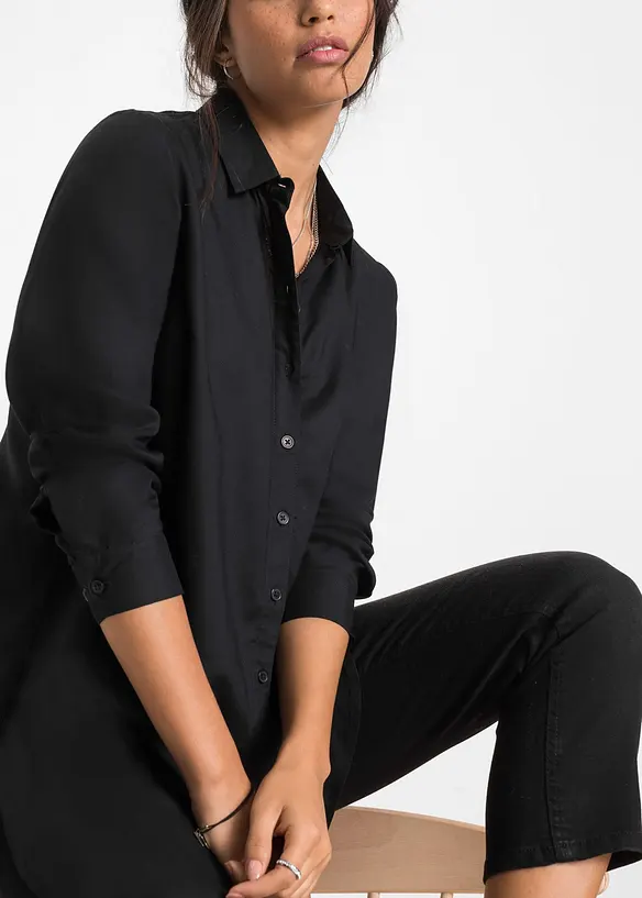 Lange overhemdblouse van viscose, bonprix