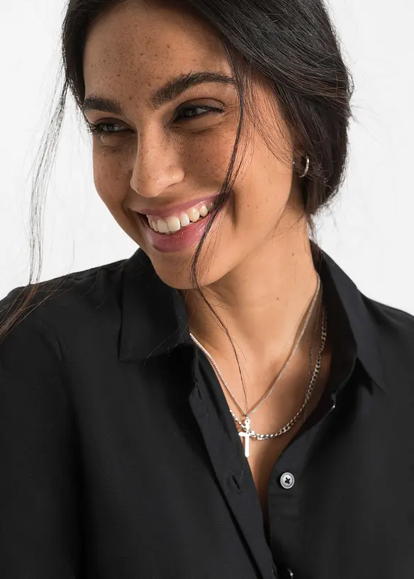 Lange overhemdblouse van viscose, bonprix