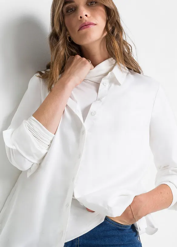 Lange overhemdblouse van viscose, bonprix