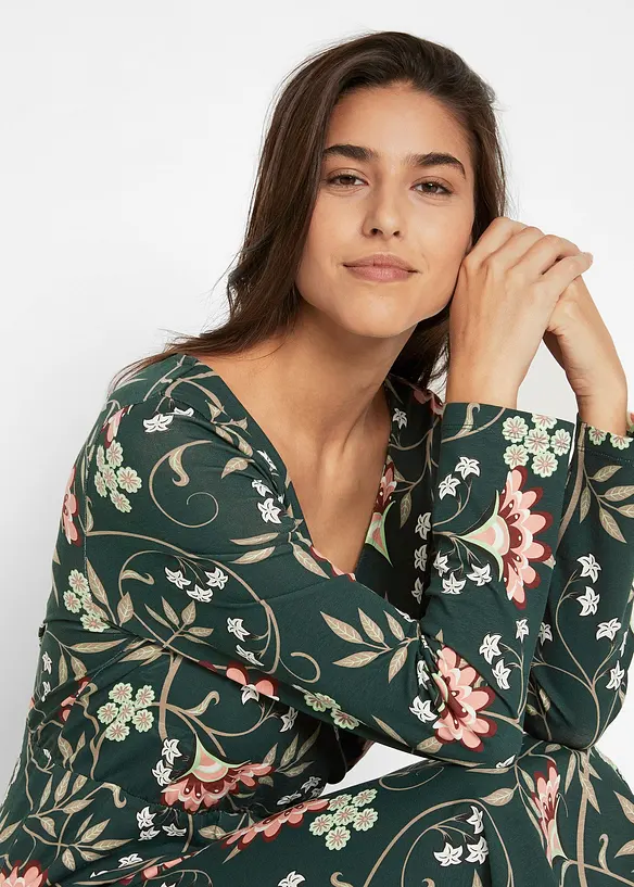 Midi jurk van katoen-jersey in wikkellook, bonprix