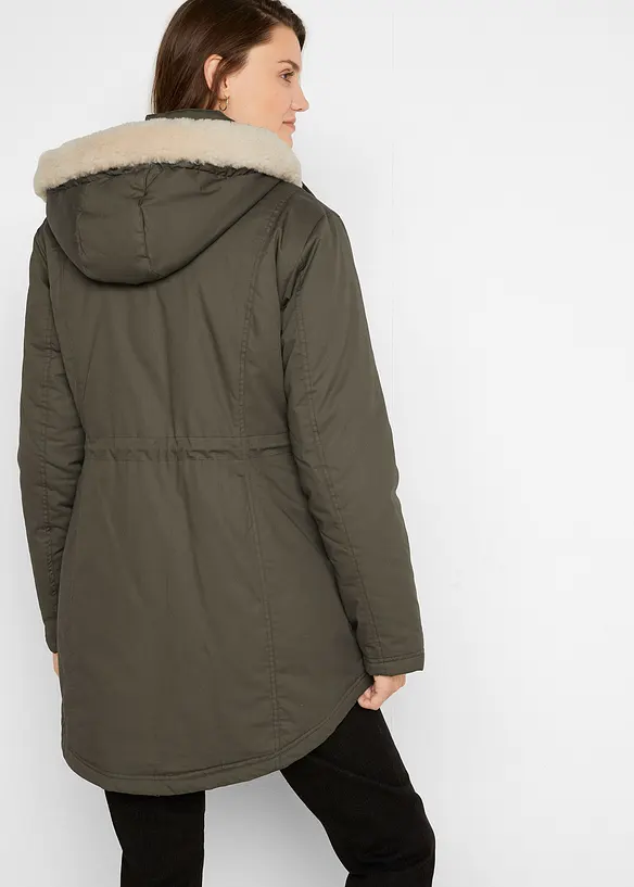 Gewatteerde parka met imitatiebont, bonprix