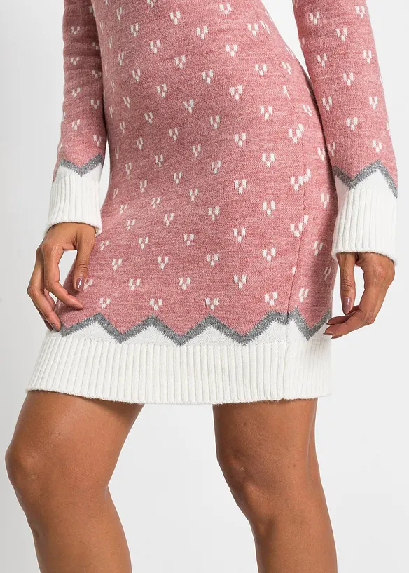 Gebreide jacquard jurk met Noors patroon, bonprix