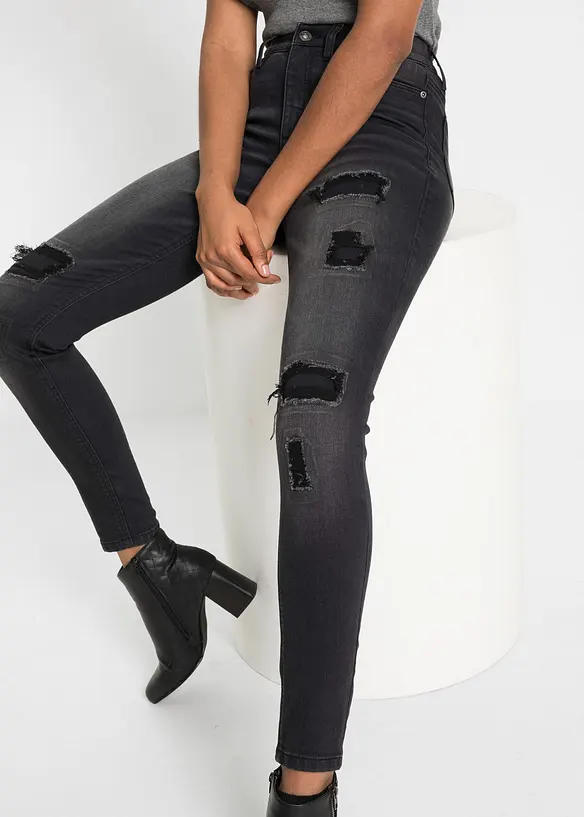 Skinny jeans met destroyed effecten, RAINBOW