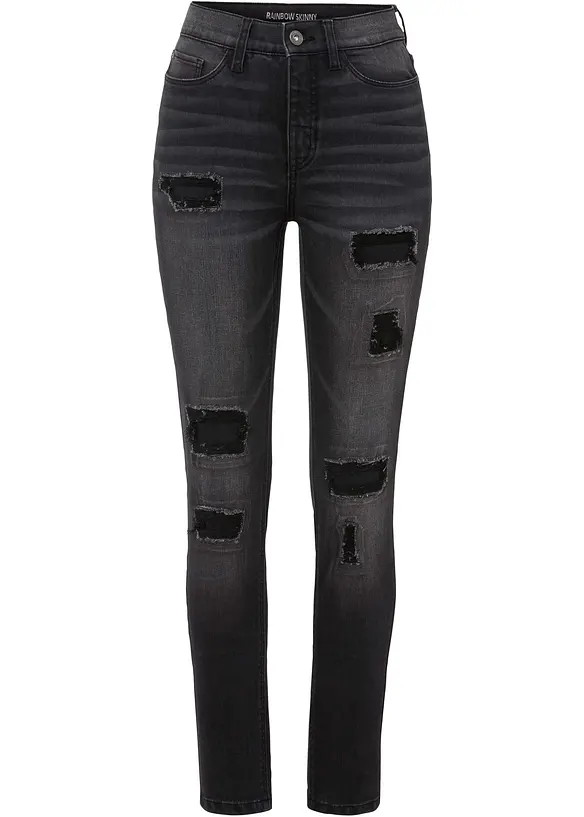 Skinny jeans met destroyed effecten, RAINBOW