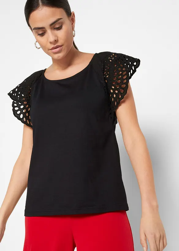 Shirt met broderie anglaise, bonprix