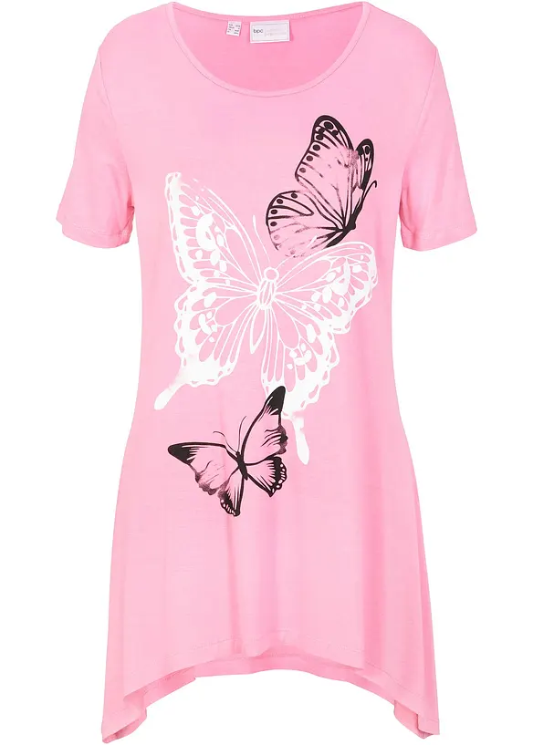 Longshirt met puntige onderrand en vlinders, bonprix