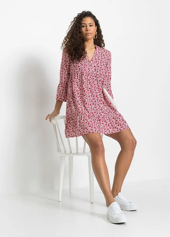Mini jurk met volants van viscose, bonprix