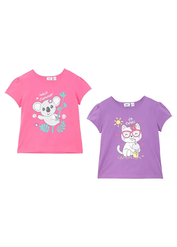 Meisjes T-shirt van puur biologisch katoen ( set van 2), bonprix