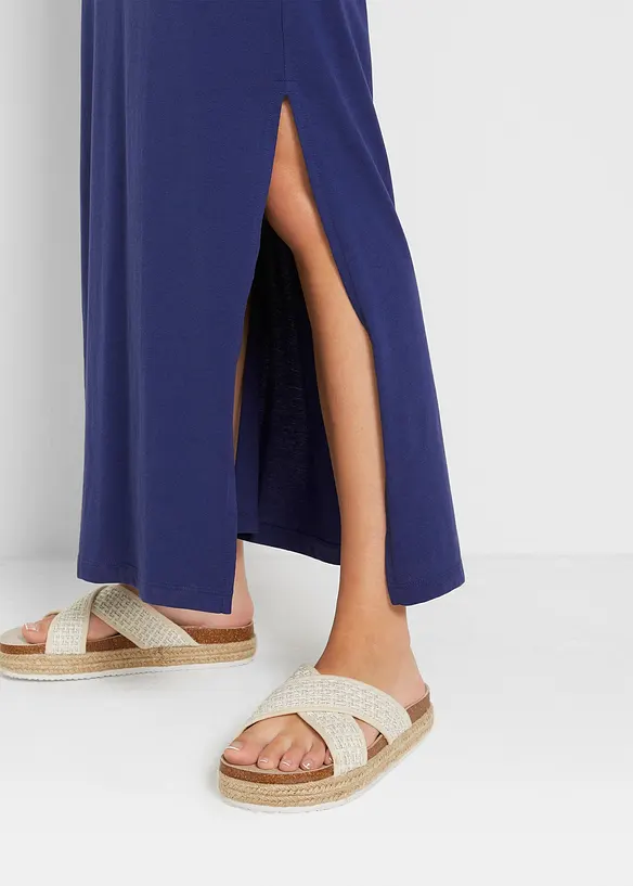 Katoenen maxi jurk met split, bonprix