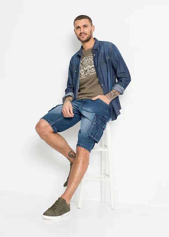 Cargo jeans bermuda, relaxed fit, bonprix