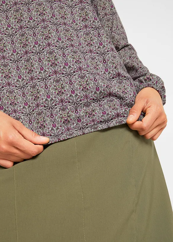 Gedessineerde longsleeve met Henley kraag, bonprix