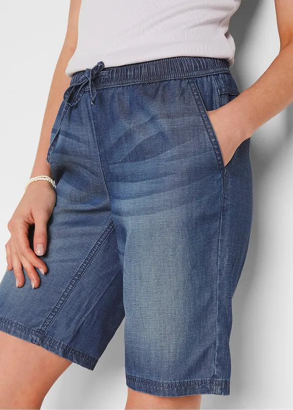 Lichte denim broek met linnen, bonprix