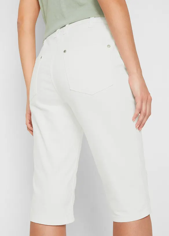 Stretch jeans bermuda met omslag, bonprix