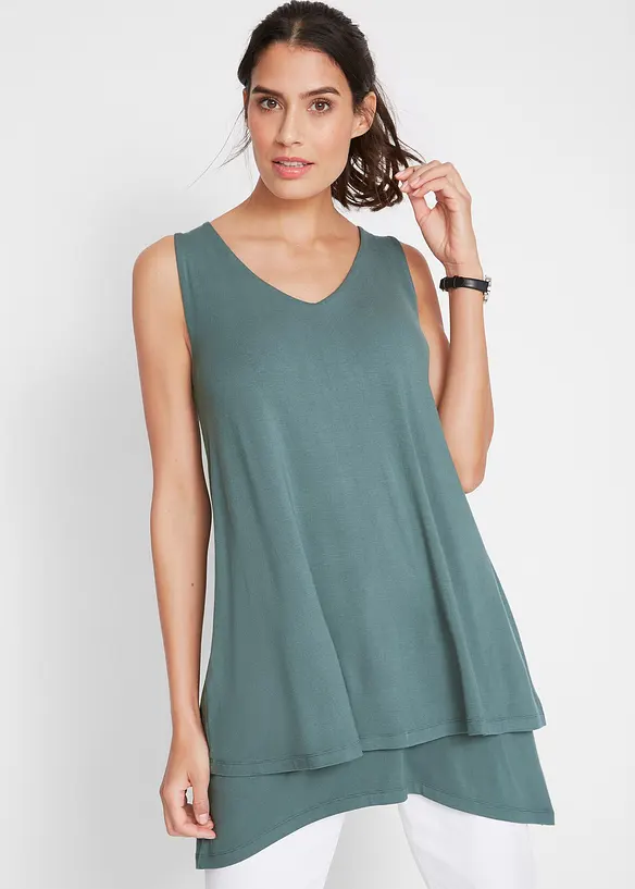 Dubbellaagse longtop in een viscosemix, bonprix