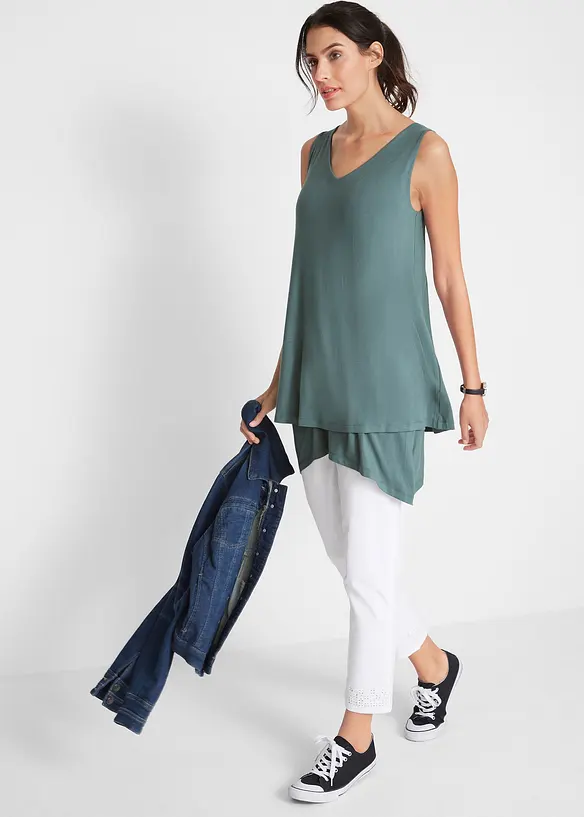 Dubbellaagse longtop in een viscosemix, bonprix