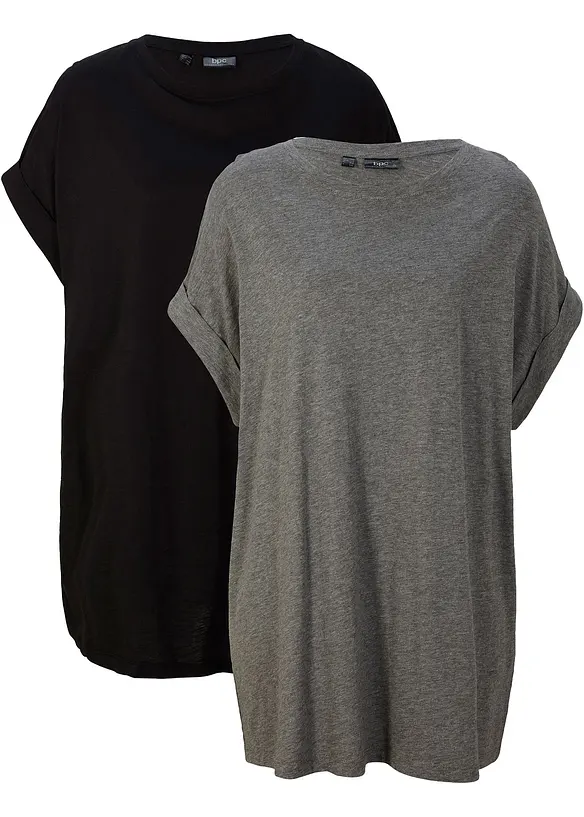Longshirt van biologisch katoen (set van 2), bonprix