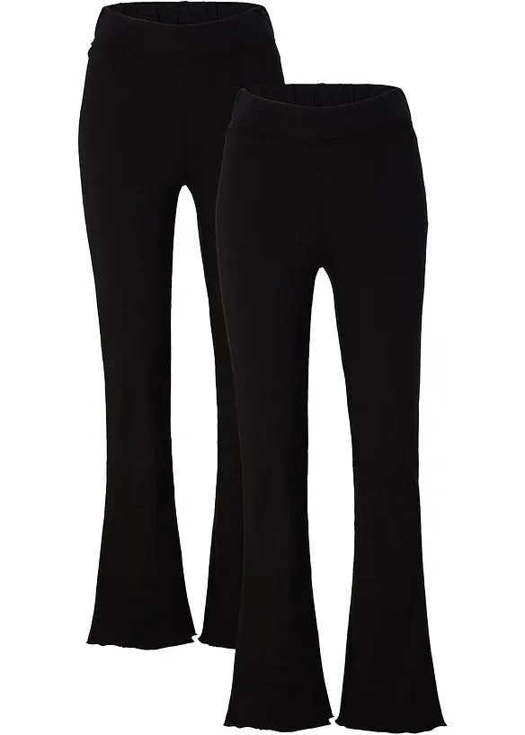 Wijd uitlopende legging van katoenmix (set van 2), bonprix