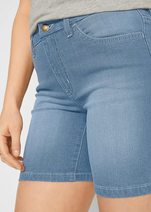 Stretch jeans short slim fit mid waist (set van 2), bonprix