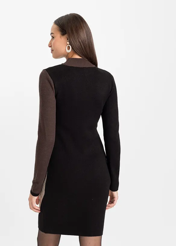 Gebreide jacquard jurk met trendy strepen, bonprix
