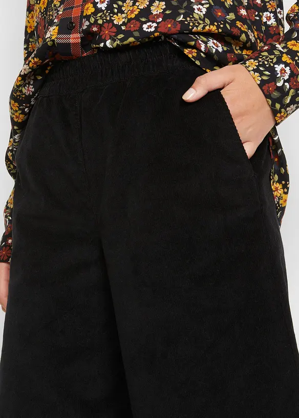 Wijde corduroy broek met high-waist comfortband, bonprix