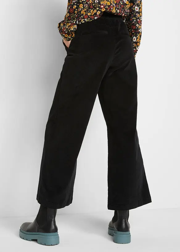 Wijde corduroy broek met high-waist comfortband, bonprix