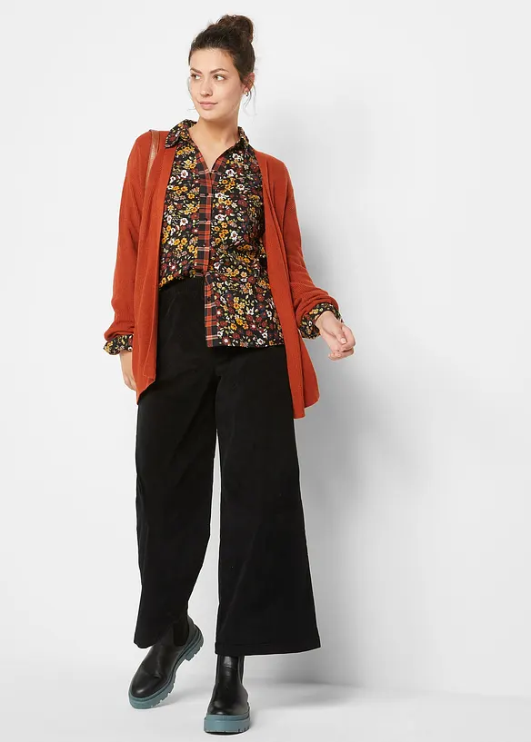 Wijde corduroy broek met high-waist comfortband, bonprix