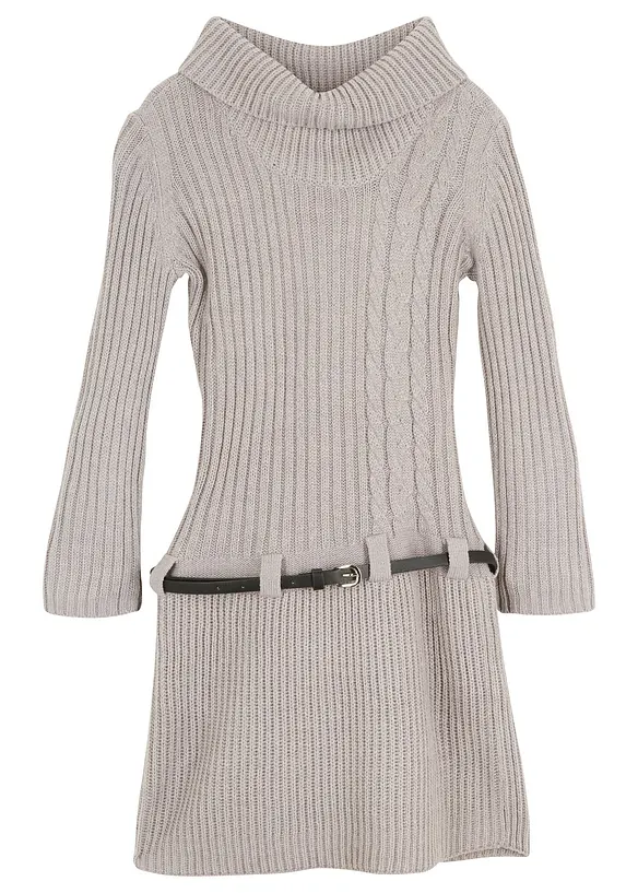Gebreide jurk met ceintuur (2-dlg. set), bonprix