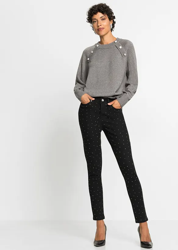 Stretch jeans met stras applicatie, BODYFLIRT