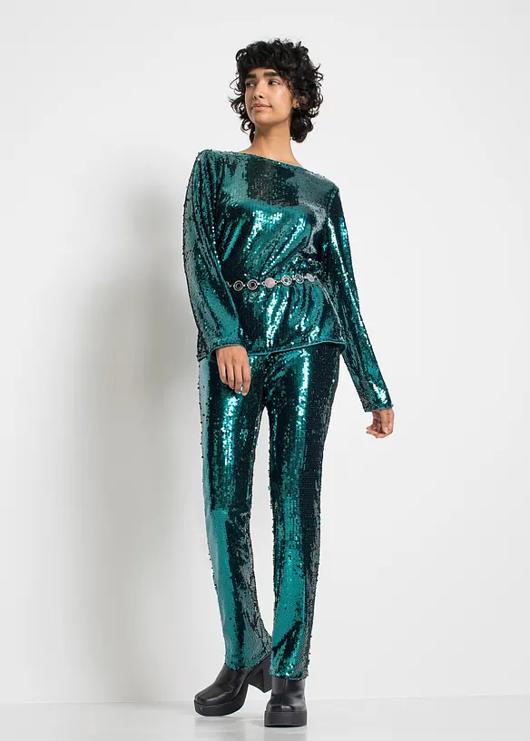 Blouse van pailletten, bonprix
