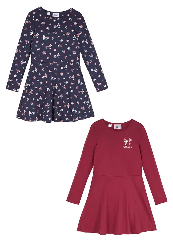Jersey jurk van biologisch katoen (set van 2), bonprix