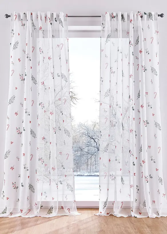 Transparant gordijn met kerstprint (1 stuk), bonprix