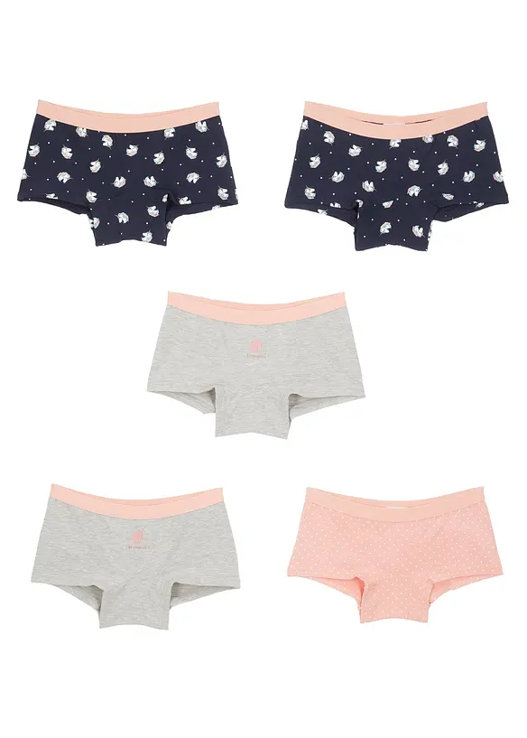 Meisjes hipster met biologisch katoen (set van 5), bonprix