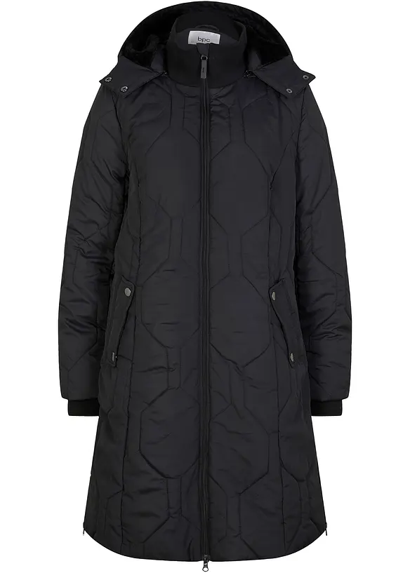 Korte coat met diamantstiksels en ritsen opzij, bonprix