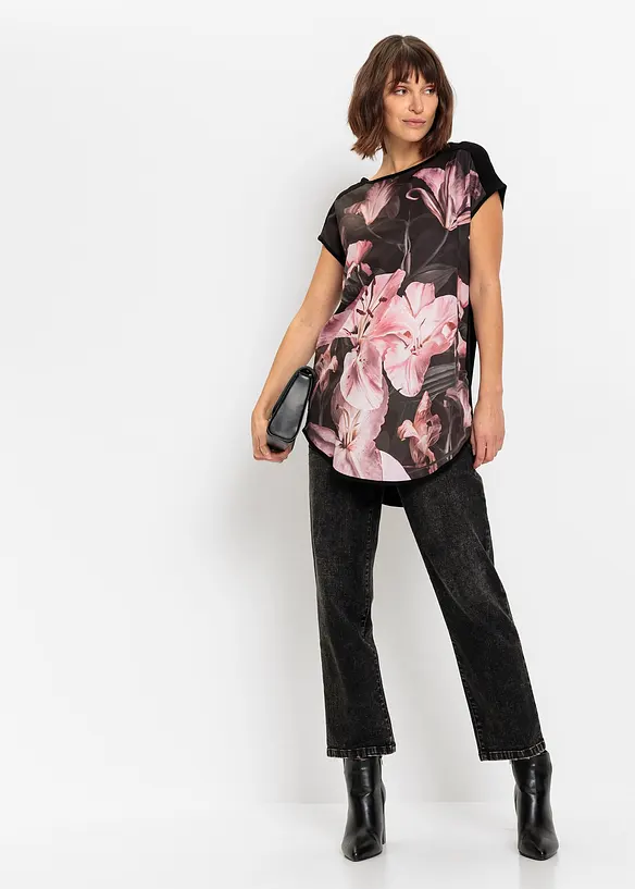 Gedessineerd shirt in een zachte viscosemix, bonprix