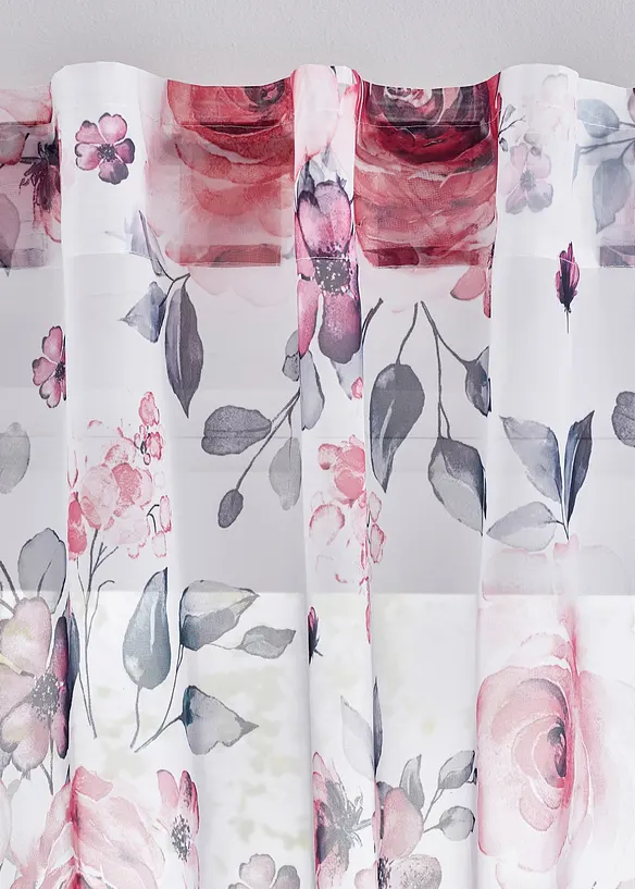 Transparant gordijn met bloemenprint (1 stuk), bonprix