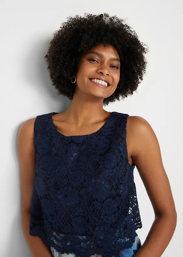 Chiffon jurk met sierlijk kant, bonprix