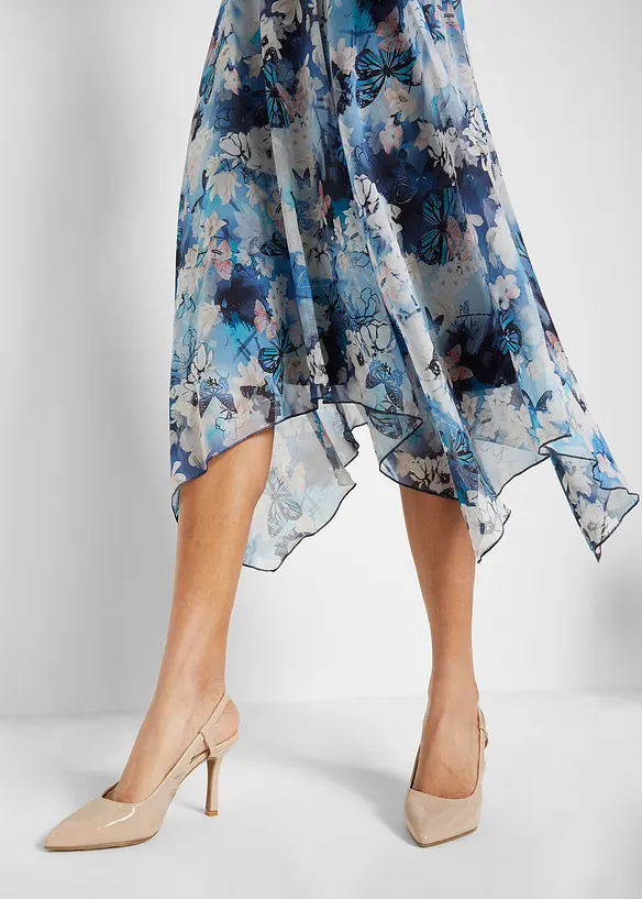 Chiffon jurk met sierlijk kant, bonprix