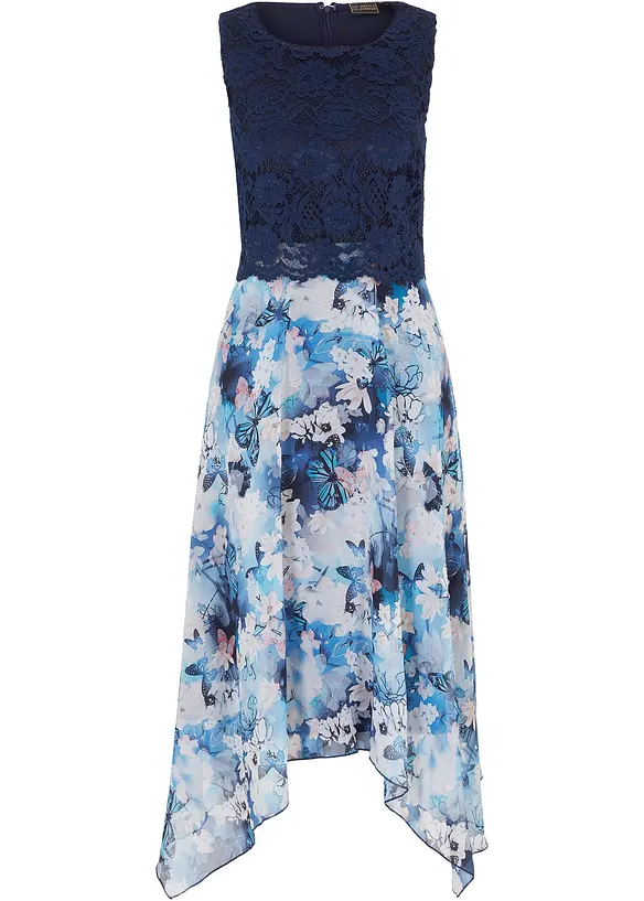 Chiffon jurk met sierlijk kant, bonprix