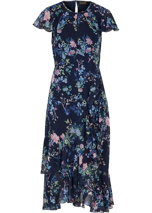 Chiffon jurk met volants, bonprix