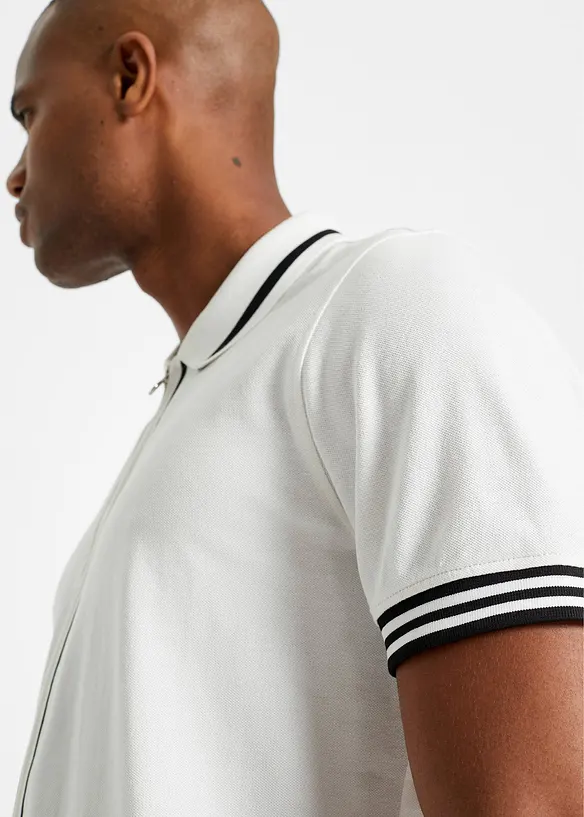 Piqué poloshirt met ritssluiting van katoen, bonprix
