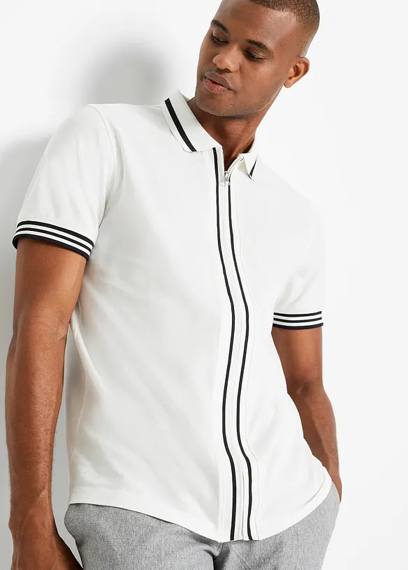 Piqué poloshirt met ritssluiting van katoen, bonprix