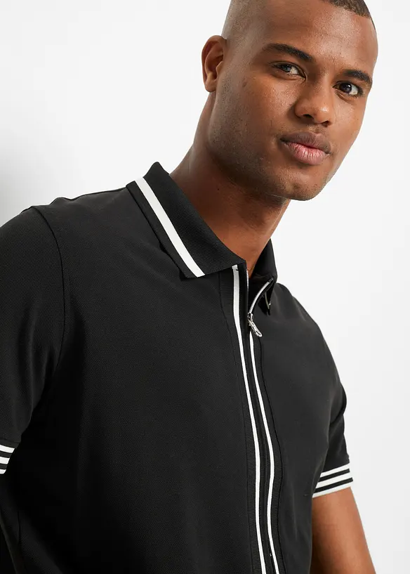 Piqué poloshirt met ritssluiting van katoen, bonprix
